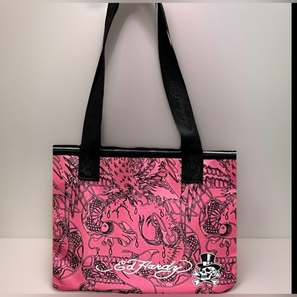 Ed Hardy Pink Tote with Skull and Tiger Design NWT MSRP 69.99 - Picture 7 of 12